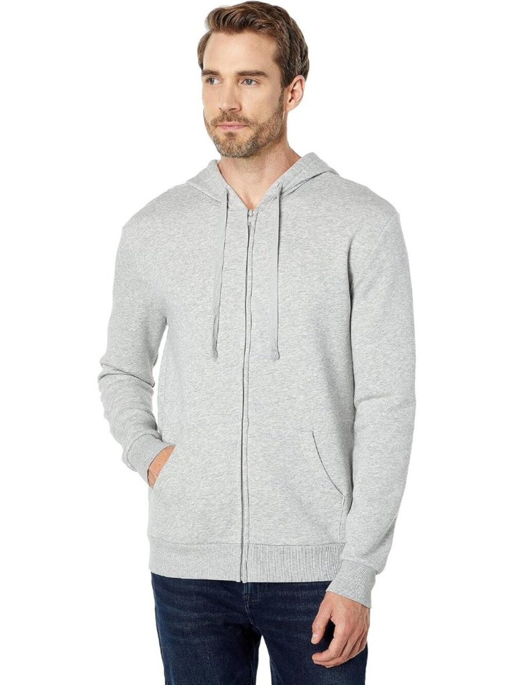 Alternative Men's Eco-Cozy Fleece Full-Zip Hooded Sweatshirt, Gray, Medium